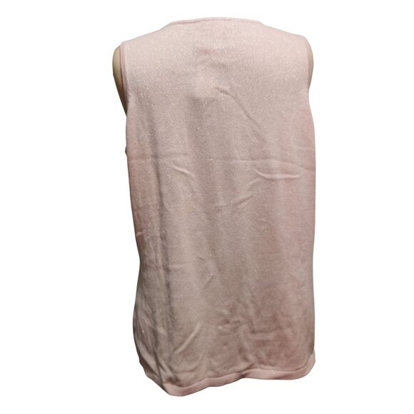 Belle by Kim Gravel Pink Metallic Knit Tank Top L Sleeveless Shimmer Stretch QVC - Picture 3 of 12